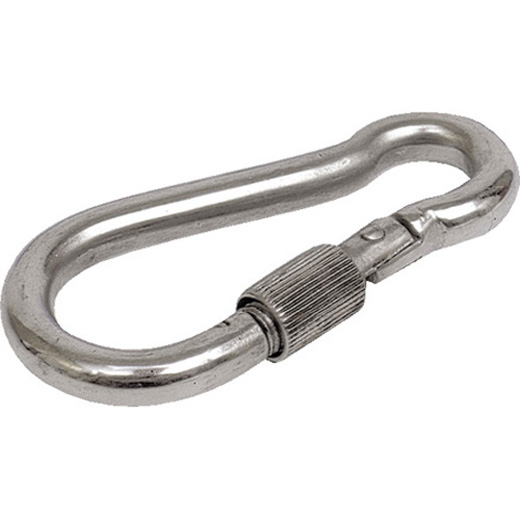 KARABINKROK SYREFAST 316 M/LÅS - 100 MM