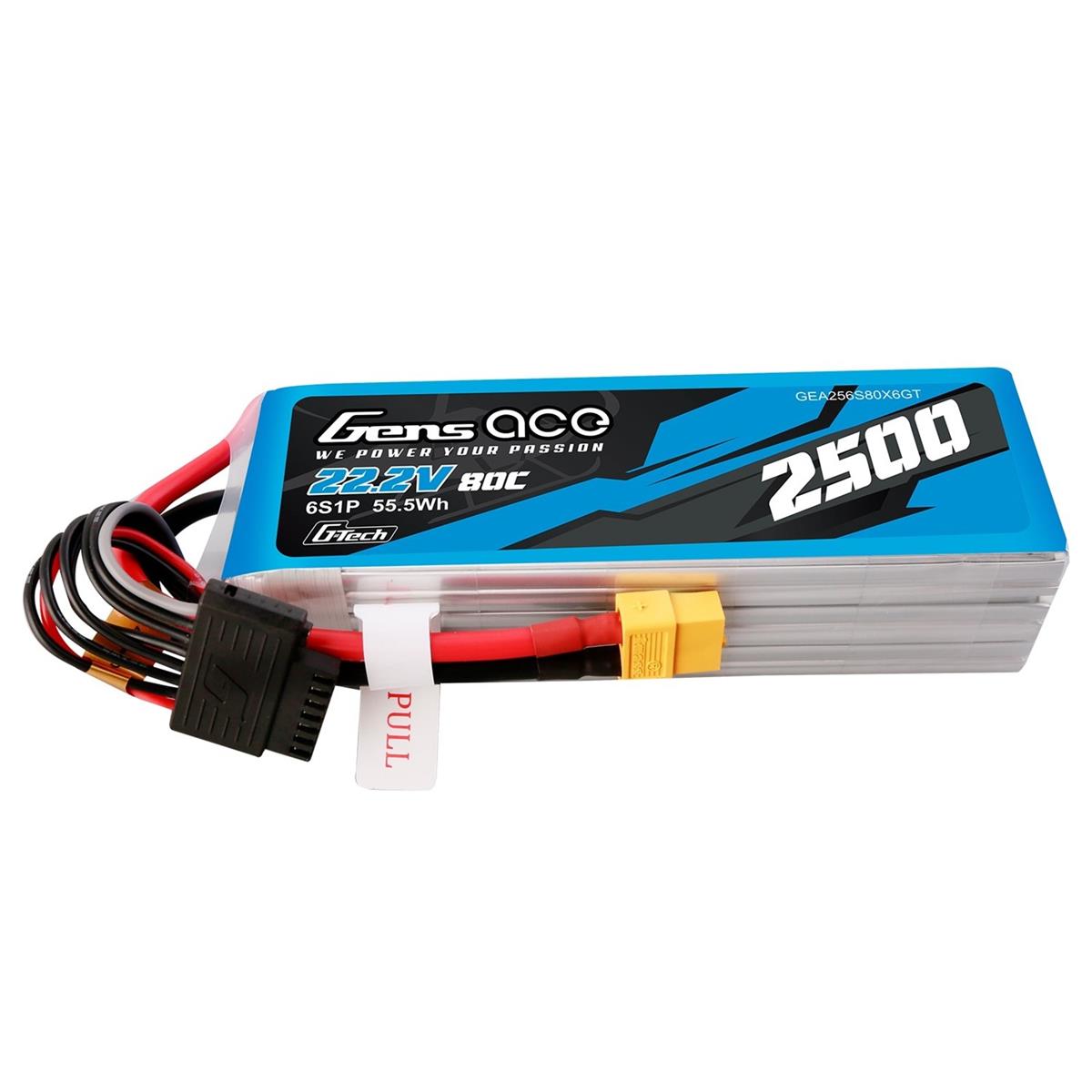GENS ACE 6S-2500-80C-G-TECH-XT60 PLUGG - Bilde 1