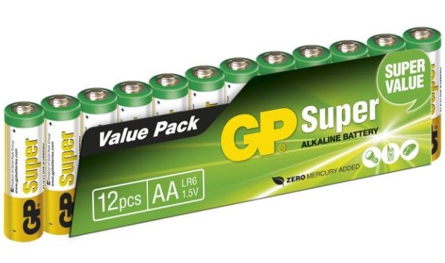 BATTERI AA ALKALINE LR6 12 PK - GP SUPER