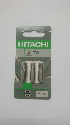 BITS 1/4" TORX T30 M/HULL 25MM 3PK - HITACHI