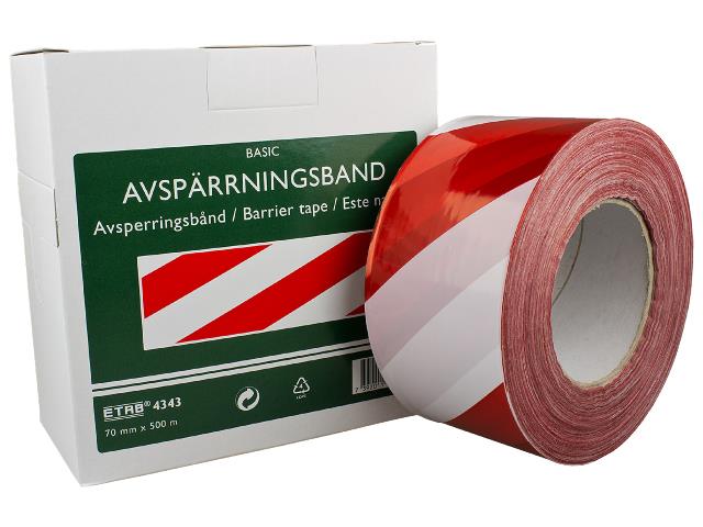 SPERREBÅND 70MMX500M RØD/HVIT - ETAB 4343