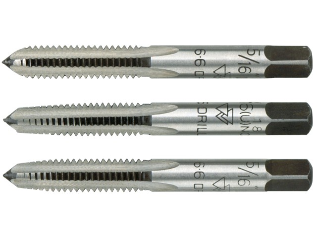 GJENGETAPP SETT - UNC 5/16" - NR 1-2-3 KROMSTÅL