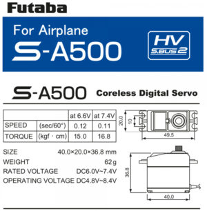 FUTABA S-A500 SERVO 16.8KG 0,11S HV S.BUS (FLY)