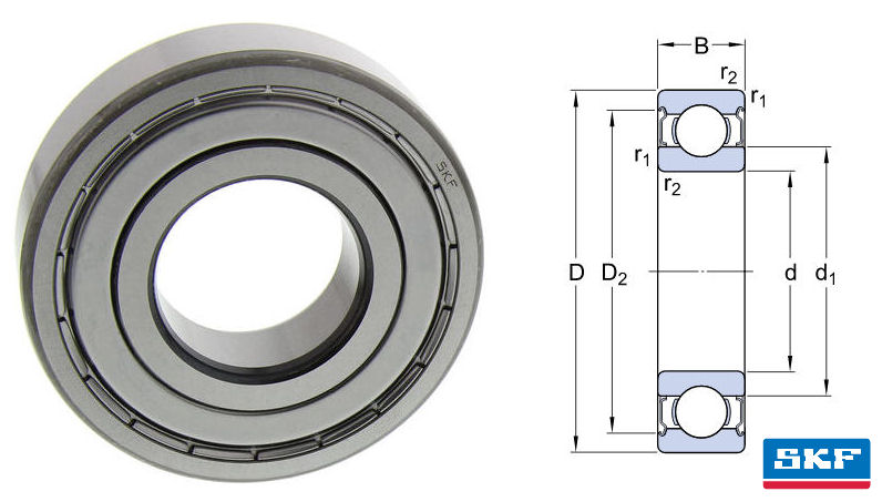 SKF KULELAGER 626-2Z 6X19X6MM