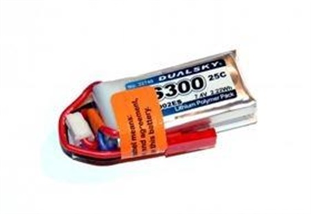 DUALSKY ECO LIPO BATTERI 2S 7,4V 300mAh 30C JST/BEC