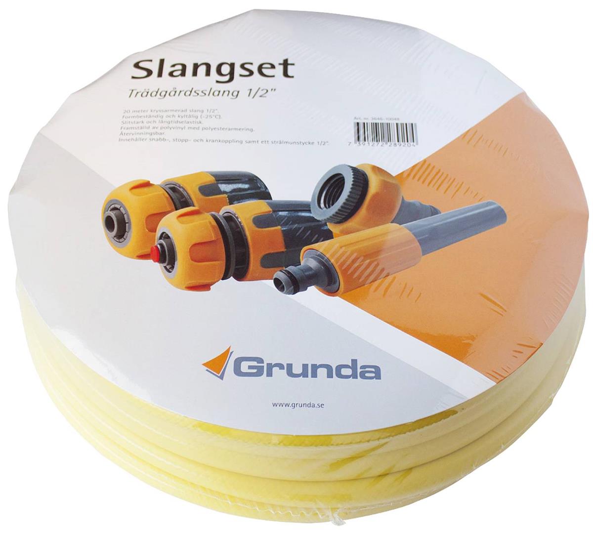 HAGESLANGE M/KOBLINGER OG MUNNSTYKKE 1/2" 20M GRUNDA - Bilde 1