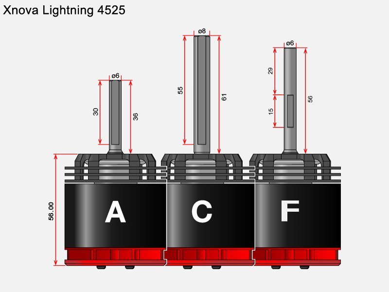 XNOVA LIGHTNING 4525-560KV - Shaft A