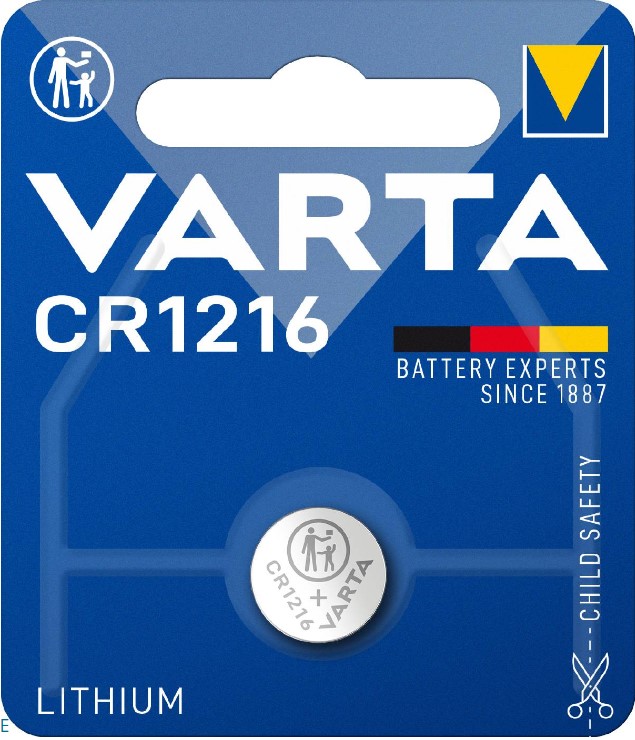 BATTERI CELLE 3V LITHIUM - CR1216 - VARTA