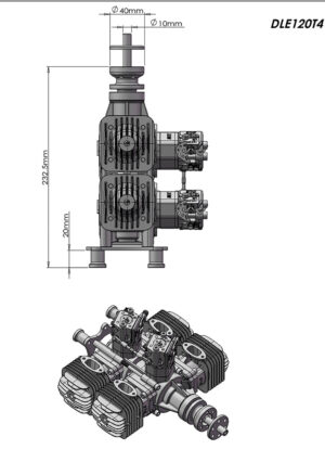 DLE 120CC B4 BENSINMOTOR MED POTTE OG TENNING