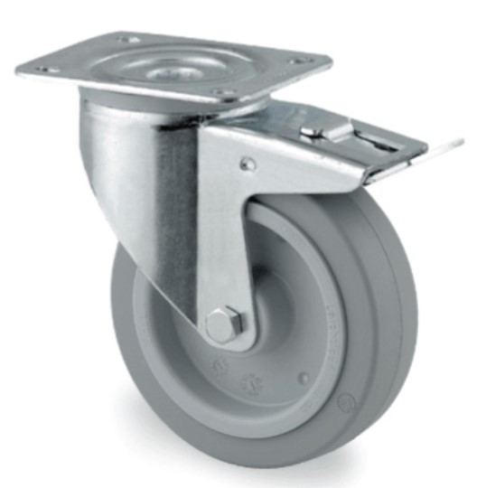 HJUL 125MM M/SVING OG BREMS UFP P62 250KG