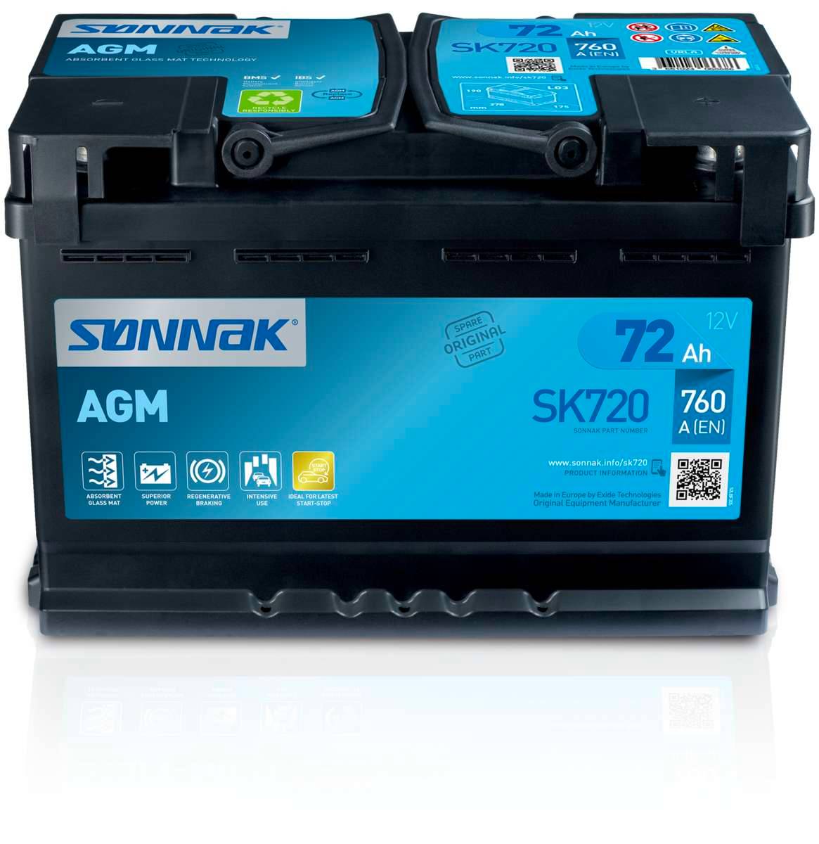 BATTERI 12V - 72AH - AGM SØNNAK - Bilde 1
