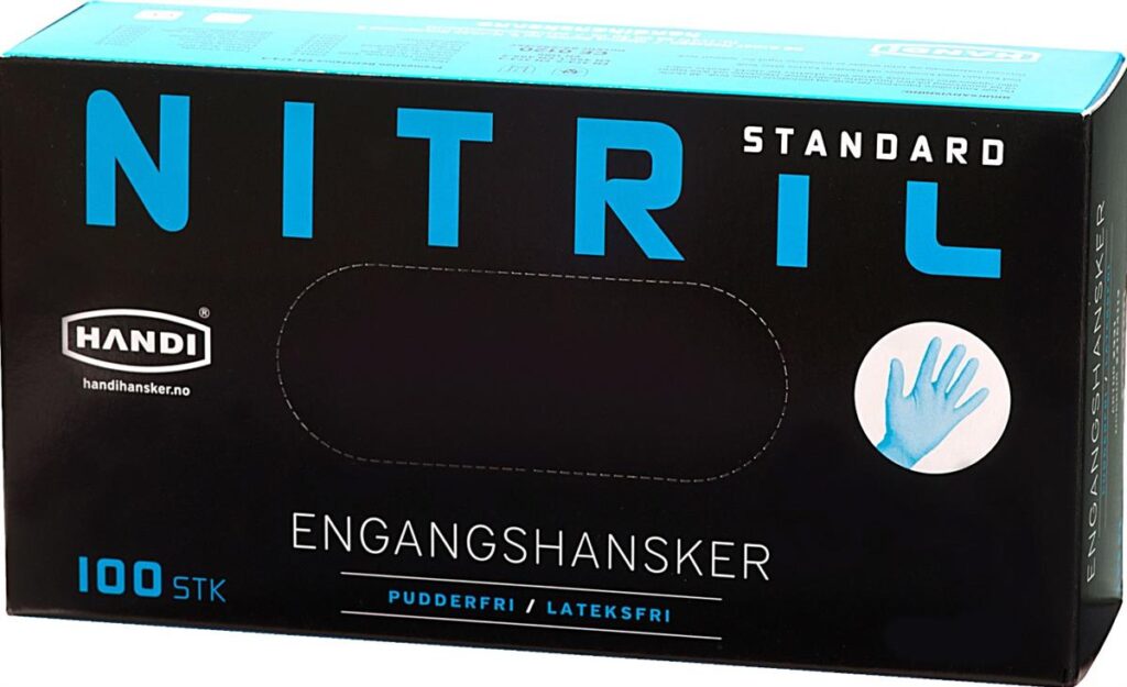ENGANGSHANSKE STR. XL - NITRIL PUDDERFRI 100 STK BLÅ - HANDI