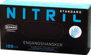 v02_7A3726182FBB4FC412E22C52CB7D537D.jpg ENGANGSHANSKE STR. XL - NITRIL PUDDERFRI 100 STK BLÅ - HANDI