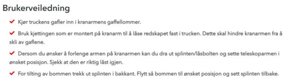 Leie tiltbar kranarm / løfteåk for truck - Bilde 4