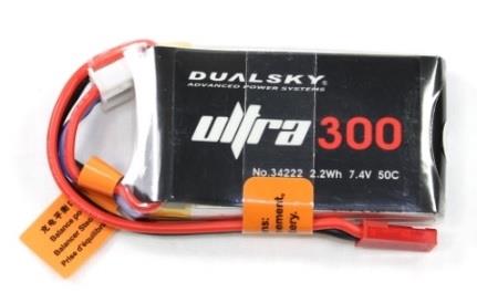 DUALSKY ULTRA LIPO BATTERI 2S 7,4V 300mAh 50C JST/BEC