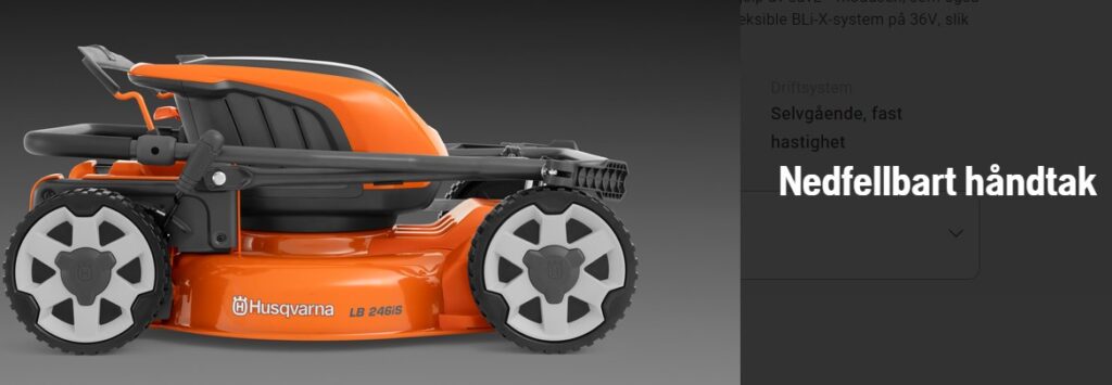 HUSQVARNA LB246PI U/BAT. OG LADER BIOKLIPPER SELVGÅENDE