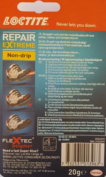 POWER GLUE EXTREME REPAIR LOCTITE 20GR - Bilde 2