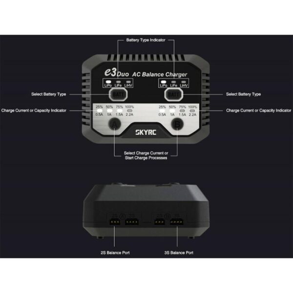 SKYRC E3 DUO LIPO DOBBEL LADER 2-3S 220V - Bilde 4