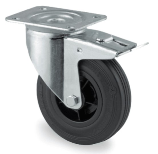 HJUL 125MM M/SVING OG BREMS PVR P62 100KG