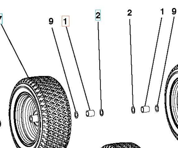 AVST.HYLSE HJUL,BAK RIDER R112C/C5 OG R115C