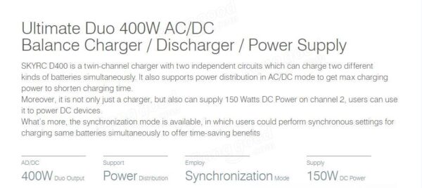 ULTIMATE DUO 400W SKYRC 100123-02 - Bilde 2