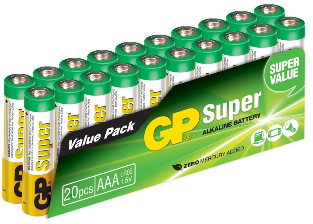 BATTERI AAA ALKALINE LR03 20PK - GP SUPER