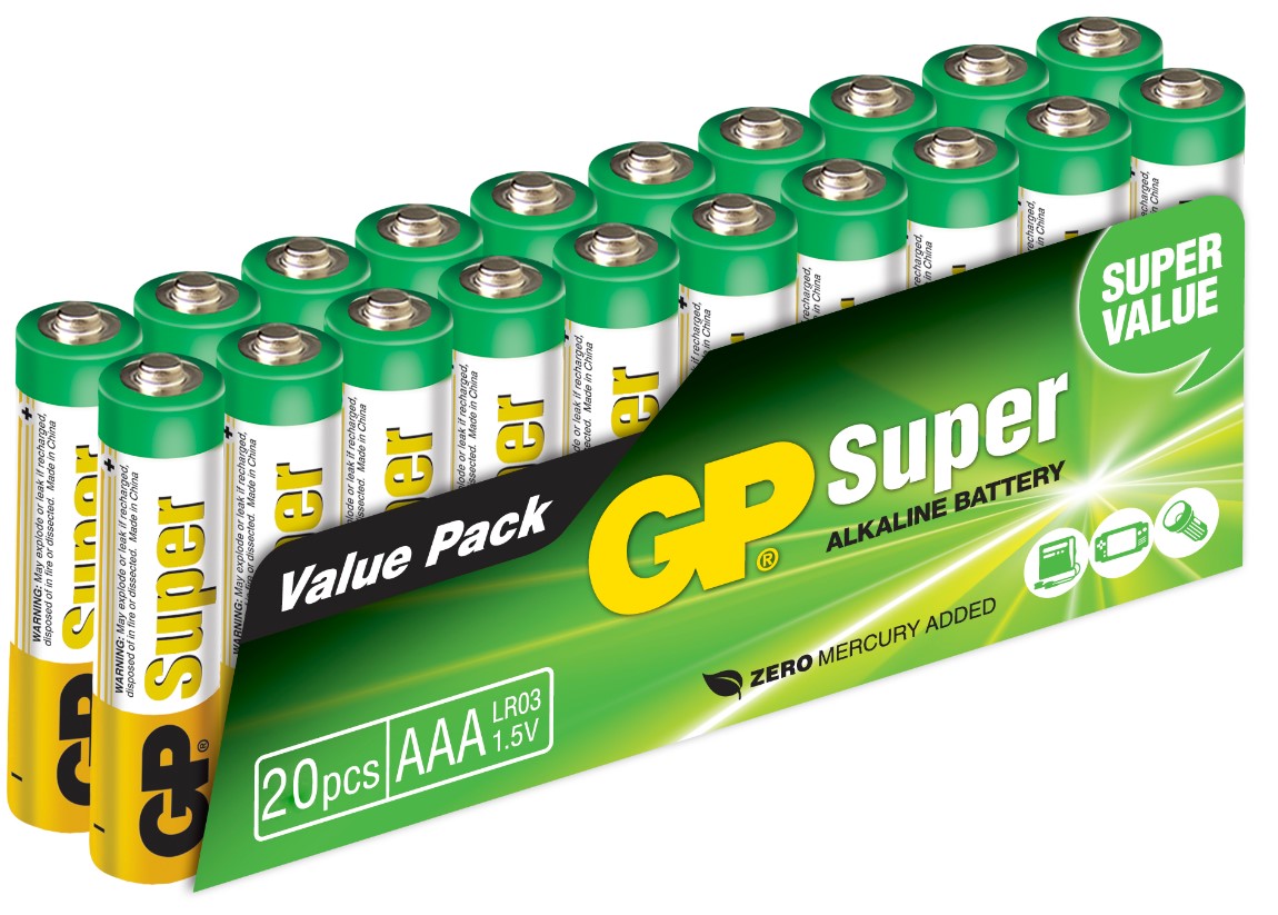 BATTERI AAA ALKALINE LR03 20PK - GP SUPER - Bilde 1