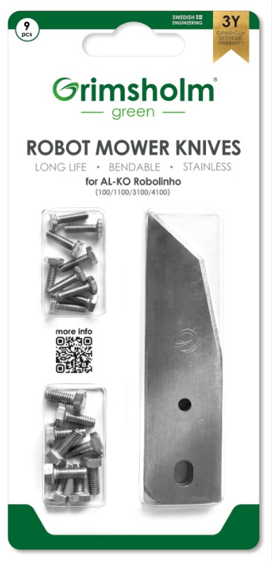 KNIVER ROBOT AL-KO ROBOLINHO (100,1000 m/fl) 9STK M/SKRUER GRIMSHOLM - Bilde 1