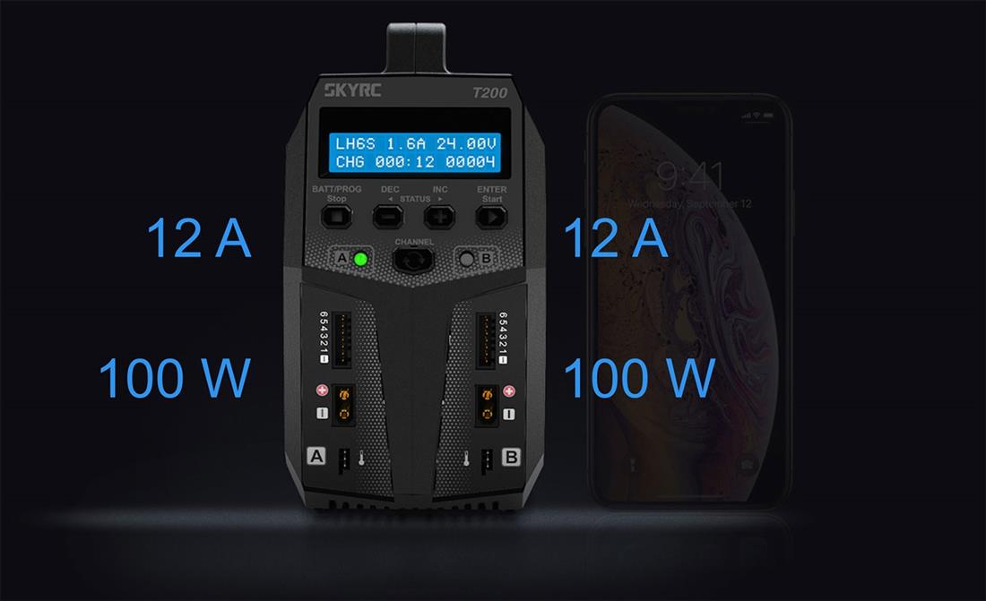 SKYRC T200 12/220V 2x100W COMPUTERLADER - Bilde 7