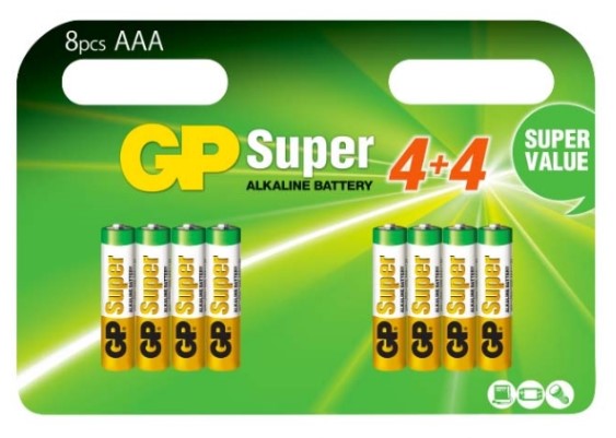 BATTERI AAA ALKALINE 8PK - GP SUPER
