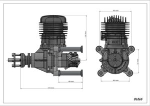 DLE 65CC BENSINMOTOR MED POTTE OG IGNITION