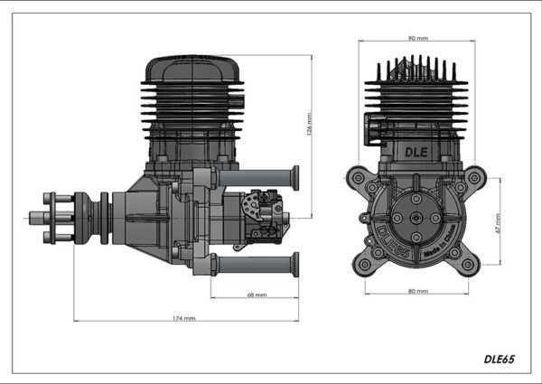 DLE 65CC BENSINMOTOR MED POTTE OG IGNITION - Bilde 2