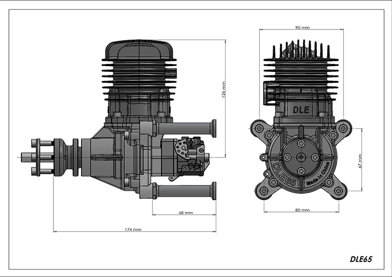 DLE 65CC BENSINMOTOR MED POTTE OG IGNITION