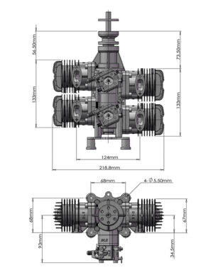 DLE 120CC B4 BENSINMOTOR MED POTTE OG TENNING