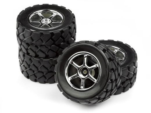 HPI MOUNTED TIRE/WHEEL SET MINI RECON (4PCS)