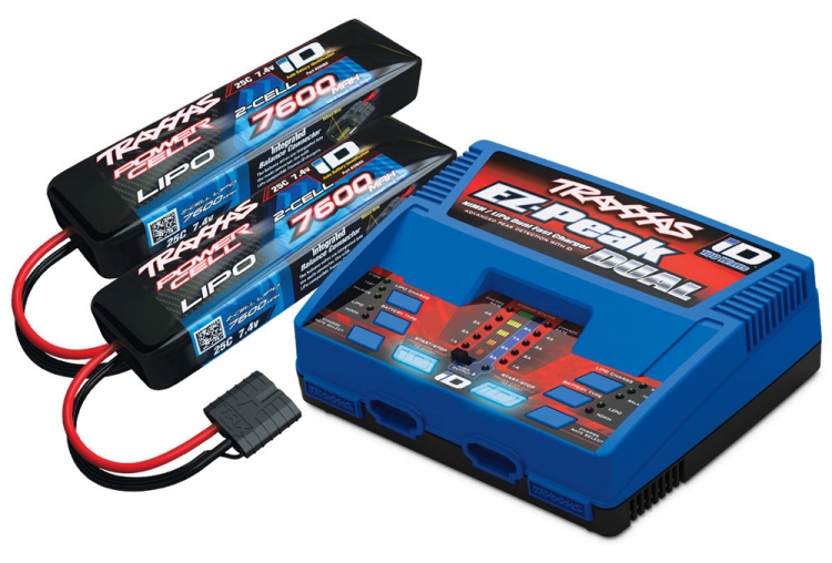 TRAXXAS EZ-PEAK DUAL 8Ah LADER + 2 x 2S-7600mAh-7,4V BATT