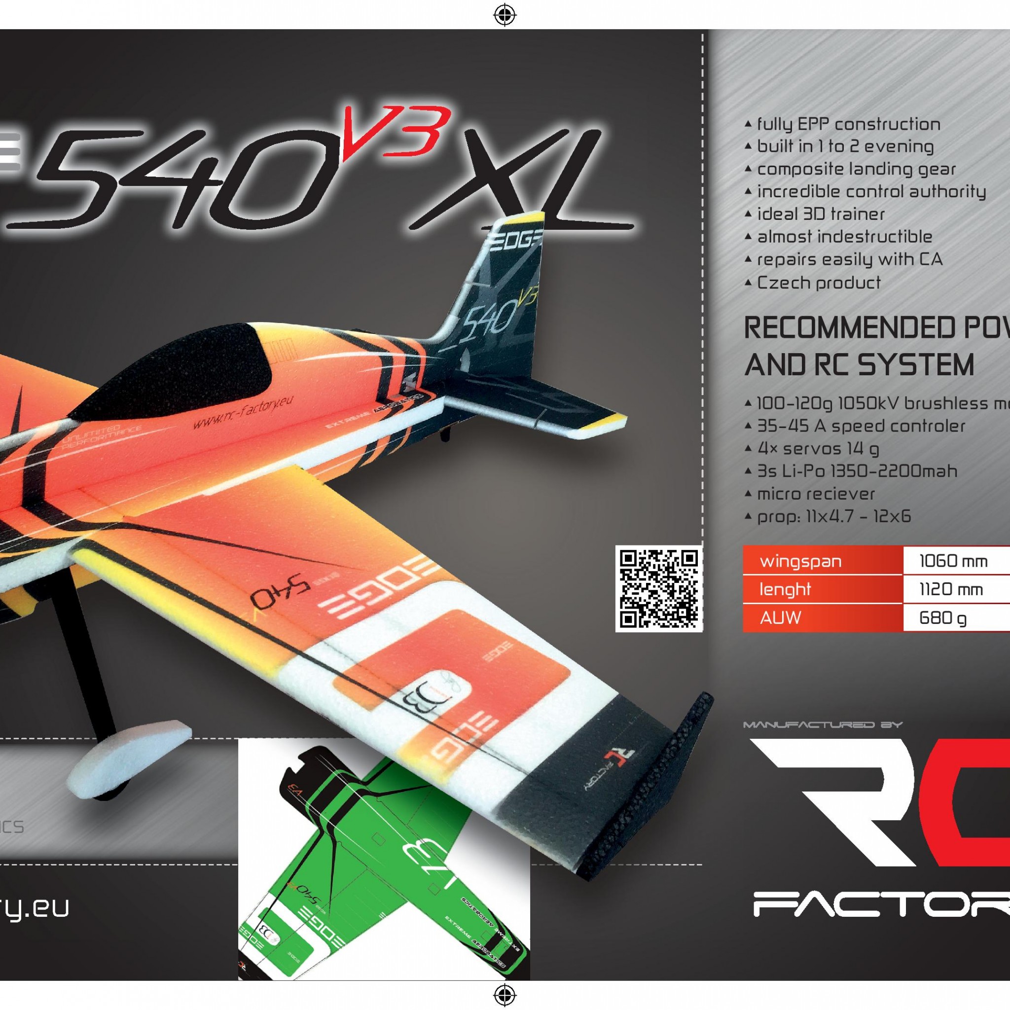 EDGE 540V3 XL ORANGE RC FACTORY - Bilde 1