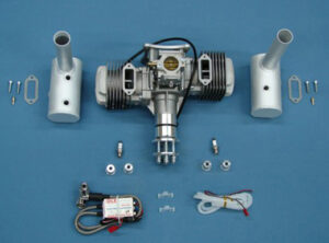 DLE 170CC TWIN BENSINMOTOR MED POTTE OG TENNING