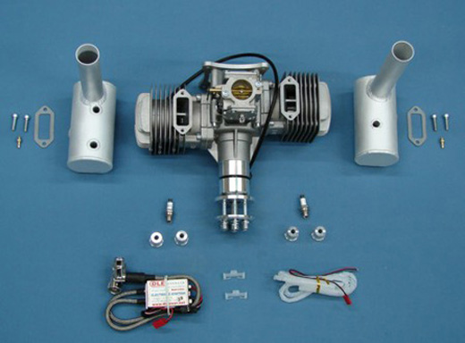 DLE 170CC TWIN BENSINMOTOR MED POTTE OG TENNING