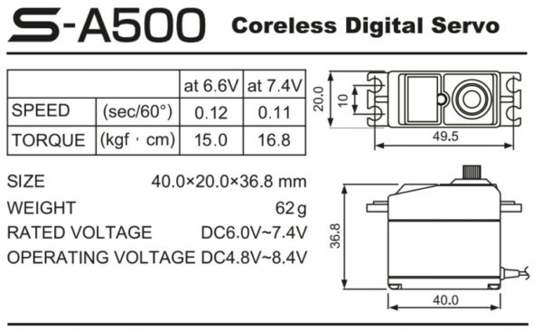 FUTABA S-A500 SERVO 16.8KG 0,11S HV S.BUS (FLY) - Bilde 3
