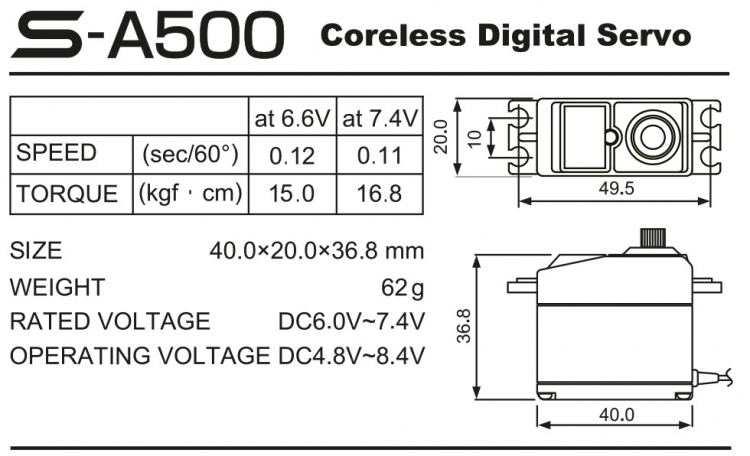 FUTABA S-A500 SERVO 16.8KG 0,11S HV S.BUS (FLY)
