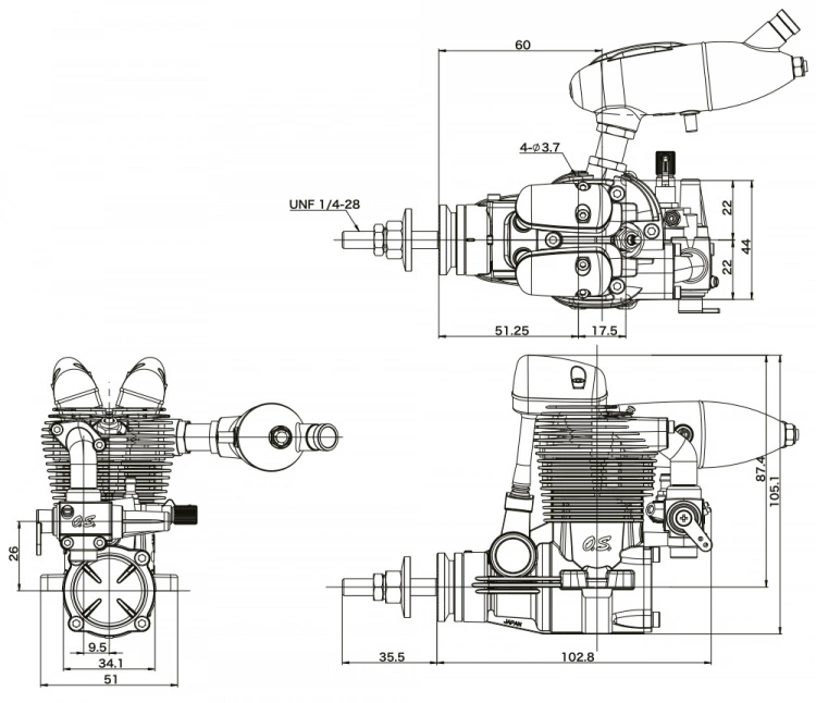OS MAX FS-64V 4-STROKE ENGINE